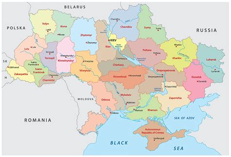 ukraine map in europe with capitals